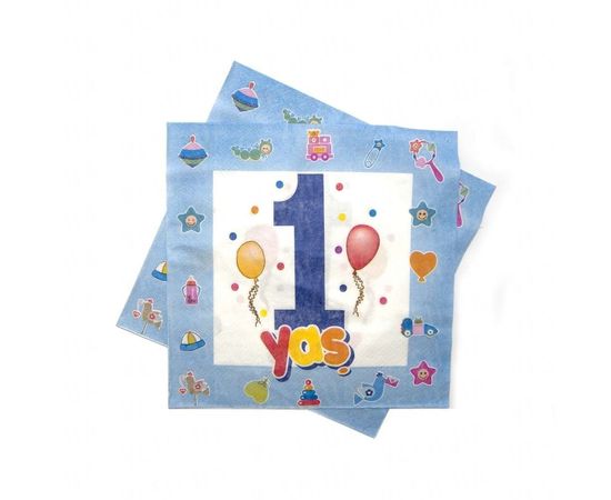 Товар распродан - Салфетки 1 год голубые уп. 20 шт - Скатерти, фото 1