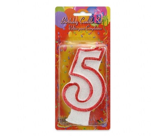 Товар распродан - Свеча Цифра Большая 5 - Свечи для торта, фото 1
