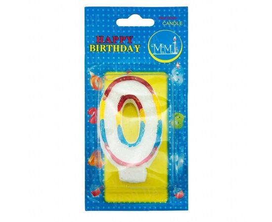 Товар распродан - Свеча Цифра Радуга 0 - Свечи для торта, фото 1