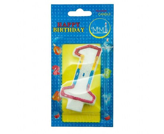 Товар распродан - Свеча Цифра Радуга 1 - Свечи для торта, фото 1