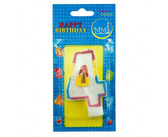 Товар распродан - Свеча Цифра Радуга 4 - Свечи для торта, фото 1
