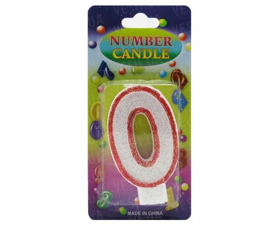 Товар распродан - Свеча Цифра блестящая 0 - Свечи для торта, фото 1