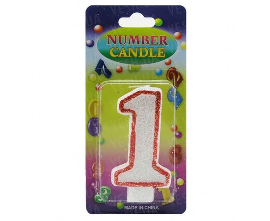 Товар распродан - Свеча Цифра блестящая 1 - Свечи для торта, фото 1