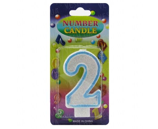 Товар распродан - Свеча Цифра блестящая 2 - Свечи для торта, фото 1