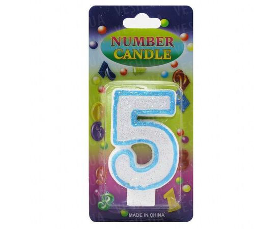 Товар распродан - Свеча Цифра блестящая 5 - Свечи для торта, фото 1