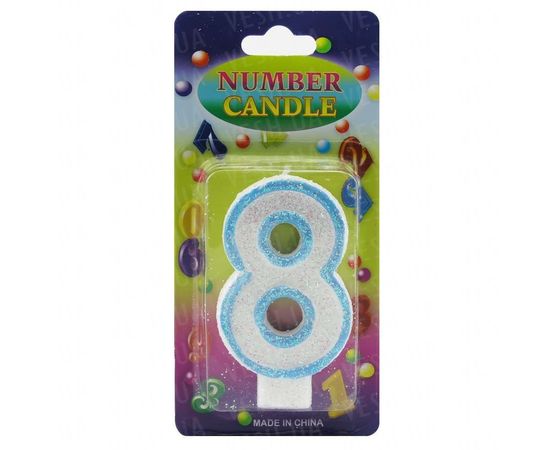 Товар распродан - Свеча Цифра блестящая 8 - Свечи для торта, фото 1