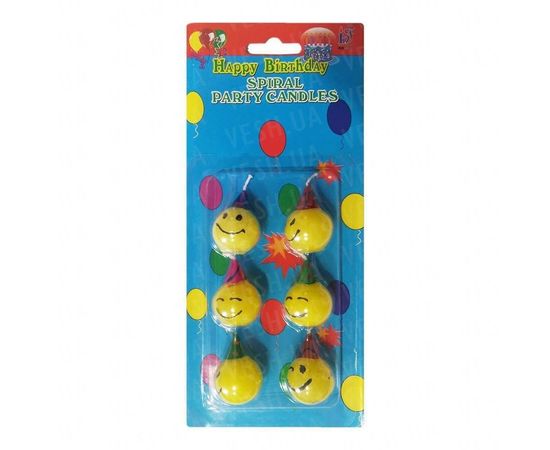 Товар распродан - Свечи смайлики уп. 6 шт - Свечи для торта, фото 1
