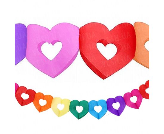 Товар распродан - Гирлянда 3D Сердечко с вырезом разноцветное - Аксессуары для праздника, фото 1