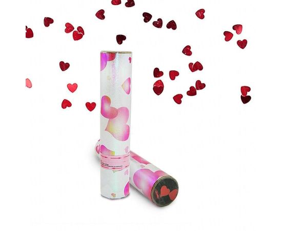 Товар распродан - Хлопушка 20 см с сердечками красными - Хлопушки пневмохлопушки, фото 1