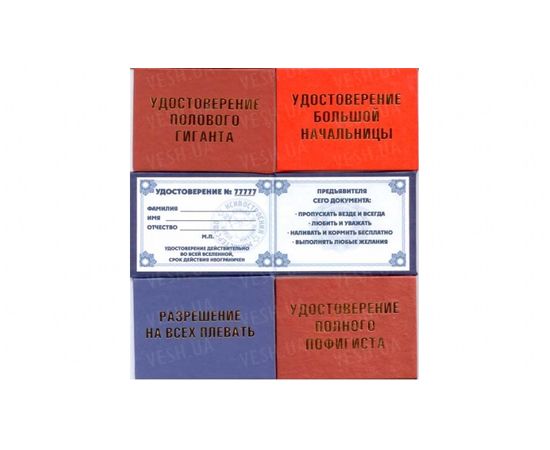 Товар распродан - Ксива,прикольное удостоверение,50 видов - Сувенирные значки награды, фото 1