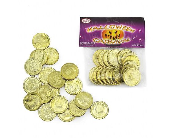Товар распродан - Монеты Пиастры золотые уп. 18 шт - Карнавальные аксессуары, фото 1