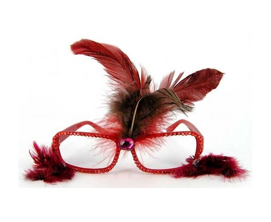 Товар распродан - Очки гламур с перьями,5 видов - Карнавальные аксессуары, фото 1