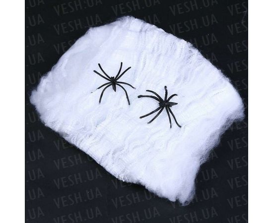 Товар распродан - Паутина цветная с пауками белая - Аксессуары для праздника, фото 1