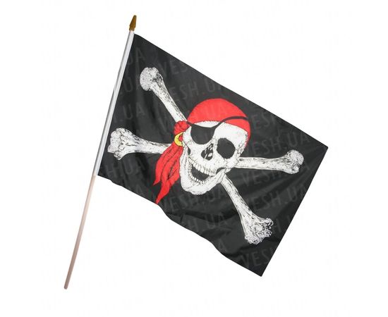 Товар распродан - Пиратский Флаг маленький 45х30 см высота 70 см - Флаги и плакаты, фото 1