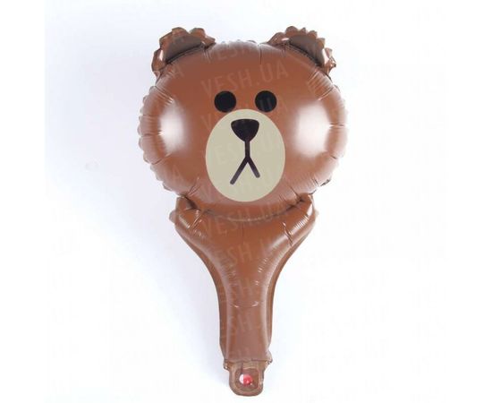 Товар распродан - Шарик с надувной ручкой Мишка - Шары воздушные, фото 1