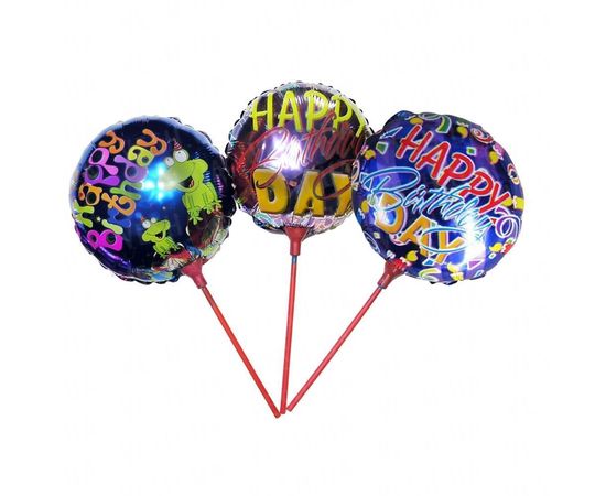 Товар распродан - Шарик с палочкой 20 см Happy Birthday - Шары воздушные, фото 1