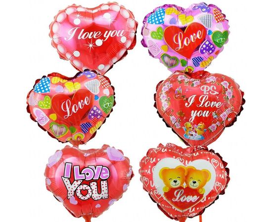 Товар распродан - Шарик с палочкой 20 см Сердечко с рисунком - Шары воздушные, фото 1