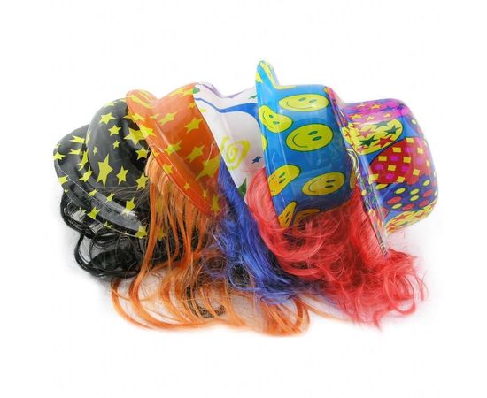 Товар распродан - Шляпа Котелок Пластик с волосами - Карнавальные шляпы, фото 1