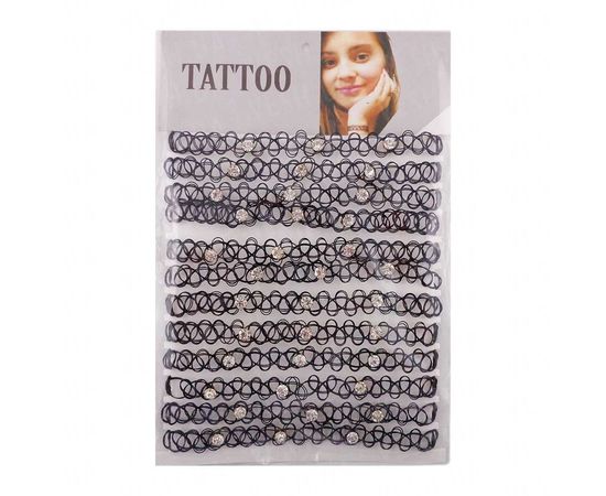 Товар распродан - Тату чокер на шею со стразами уп. 12 шт - Кулоны, фото 1