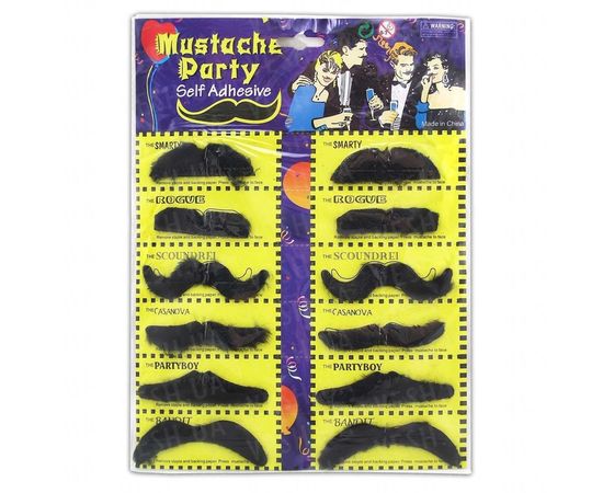 Товар распродан - Усы накладные набор уп. 12 шт. - Карнавальные аксессуары, фото 1