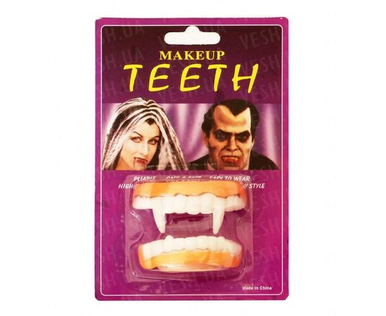 Товар распродан - Зубы Вампира резиновые двойные - Карнавальные аксессуары, фото 1