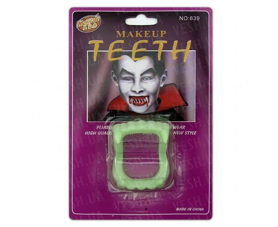 Товар распродан - Зубы Вампира светонакопительные на блистере - Карнавальные аксессуары, фото 1