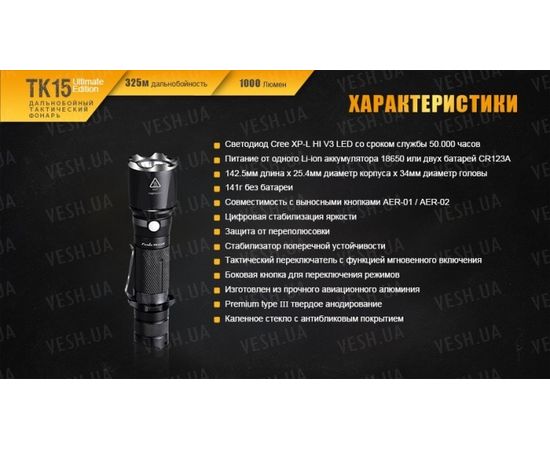 Фонарь Fenix TK15UE CREE XP-L HI V3 LED Ultimate Edition : -TK серия, фото 1