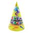 Бумажный Колпачок 20 см С Днем Рождения желтый, фото 1